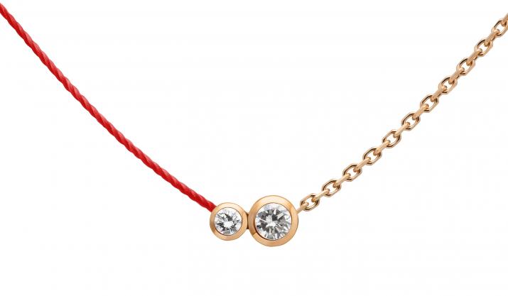 String and chain necklace with 0.15ct diamond in rose gold bezel setting - Redline