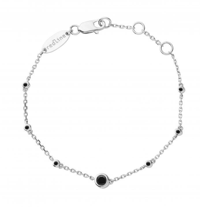 Chain bracelet with small black diamonds around a 0.15ct black diamond in white gold bezel setting - Redline