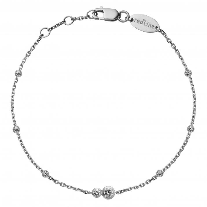 Chain bracelet with two 0.15ct diamonds and little diamonds in white gold bezel setting - Redline - 0++