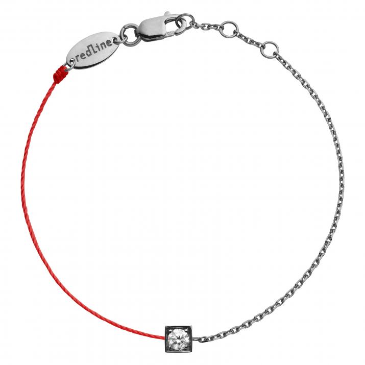 Black gold square string and chain bracelet with diamond - Redline