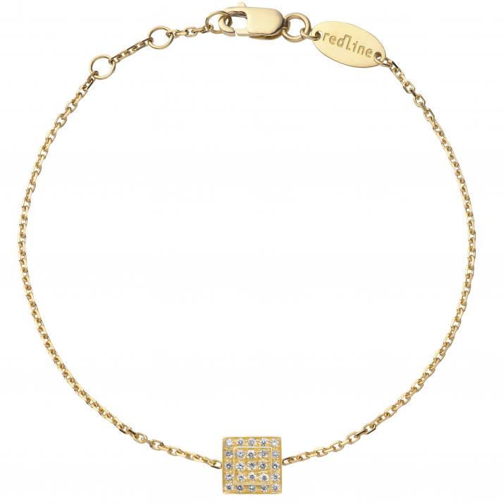 Chain Bracelet For Women with 0.13ct Round Diamond in Yellow Gold Bezel Setting - Redline