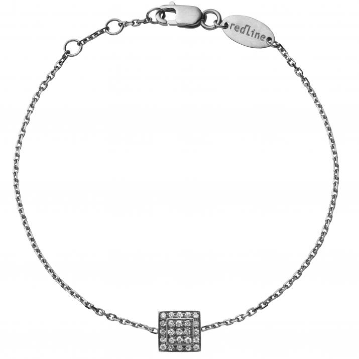 Chain Bracelet For Women with 0.13ct Round Diamond in Black Gold Bezel Setting - Redline