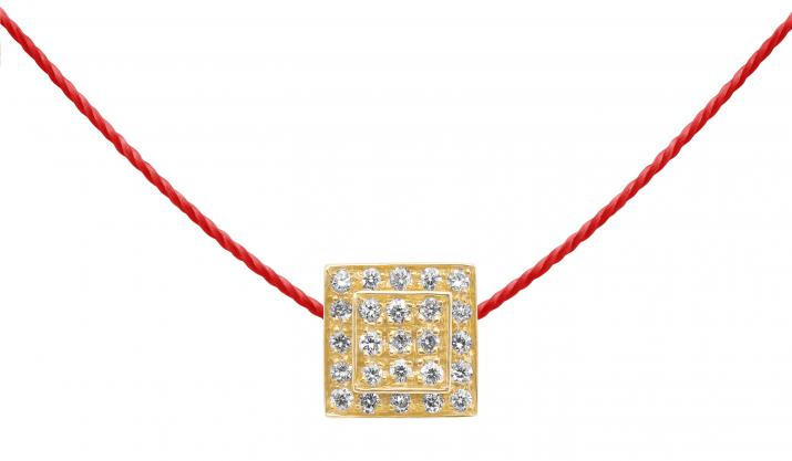 String Necklace For Women with 0.13ct Round Diamond in Yellow Gold Bezel Setting - Redline
