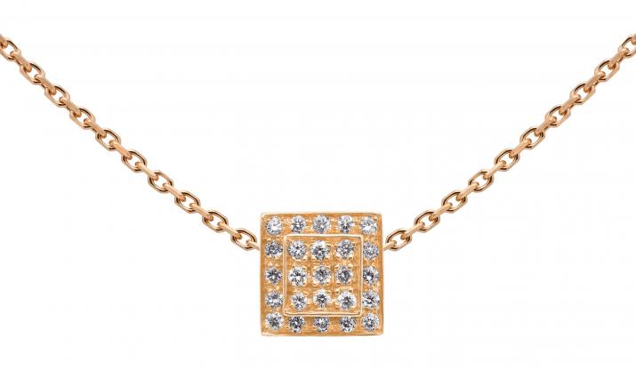 Chain Necklace For Women with 0.13ct Round Diamond in Rose Gold Bezel Setting - Redline