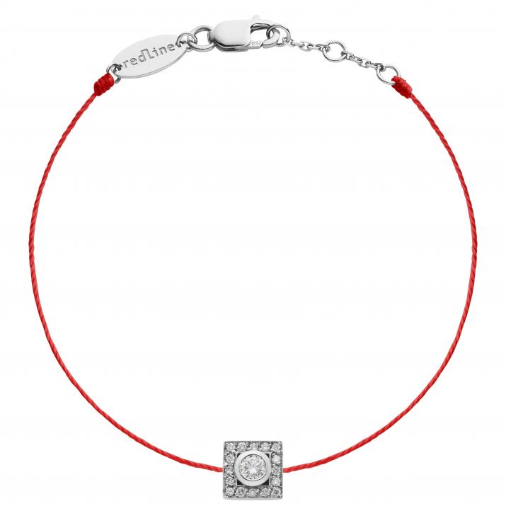 String Bracelet For Women with 0.18ct Round Diamond in White Gold Bezel Setting - Redline