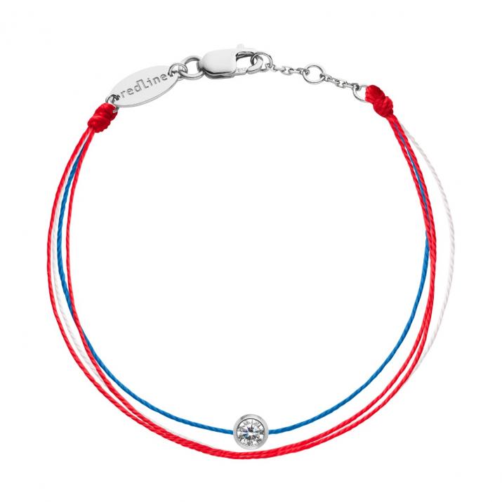 String-Chain Bracelet For Women with 0.01ct Round Diamond in White Gold Bezel Setting - Redline - 0++