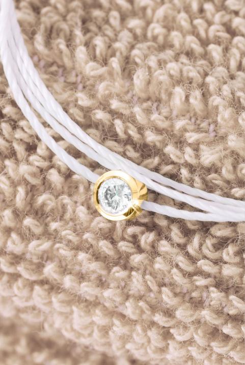 String bracelet with 0.1ct diamond in yellow gold bezel setting - Redline - 0++