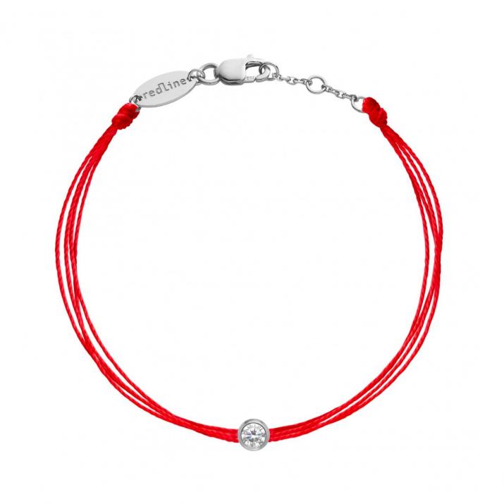 String bracelet with 0.1ct diamond in white gold bezel setting - Redline - 0++