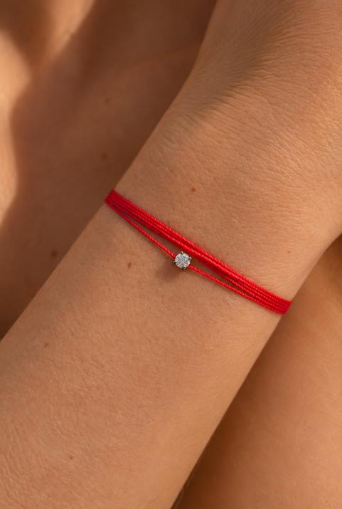 Multi string bracelet with 0.08ct diamond in black gold prong setting - Redline - 0++