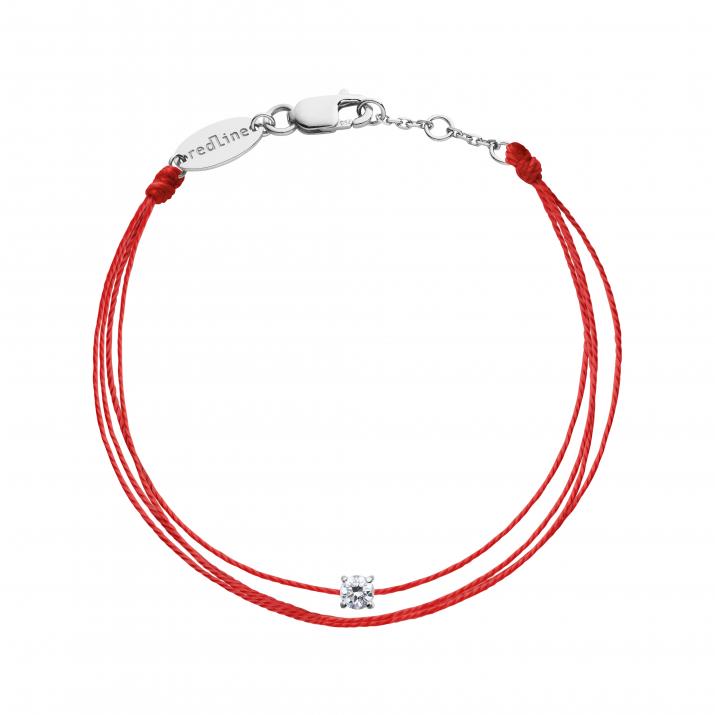 Multi string bracelet with 0.08ct diamond in white gold prong setting - Redline