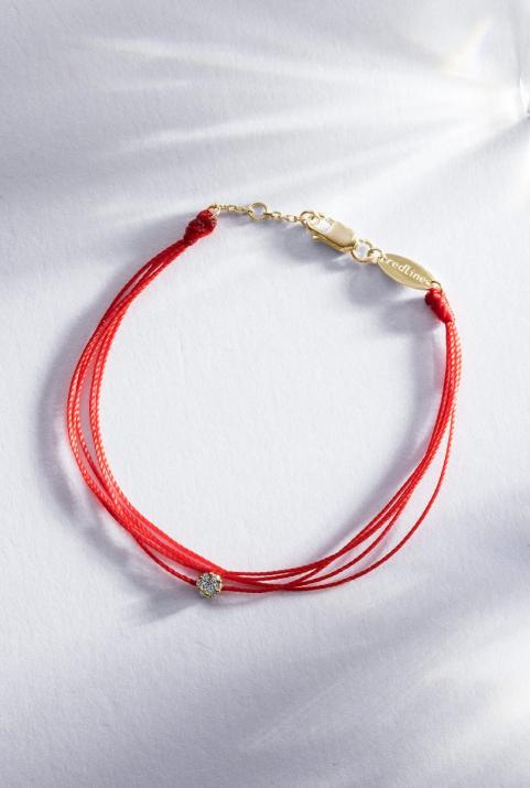 Multi string bracelet with 0.05ct diamond in yellow gold cluster style setting - Redline - 0++