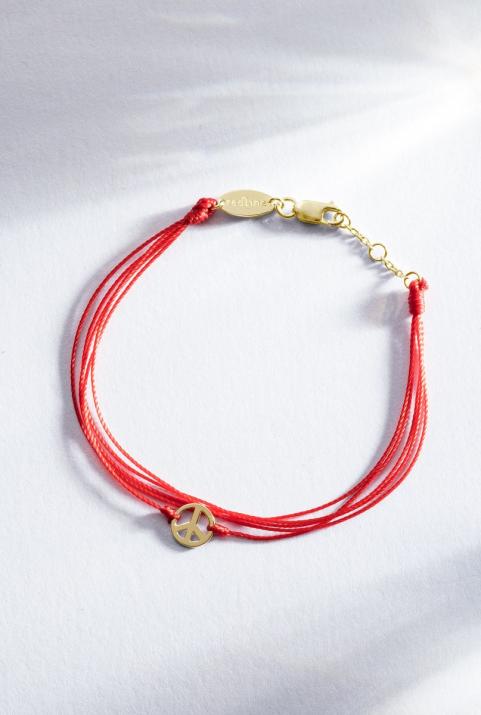 Mini Peace multi string bracelet in yellow gold - Redline - 0++