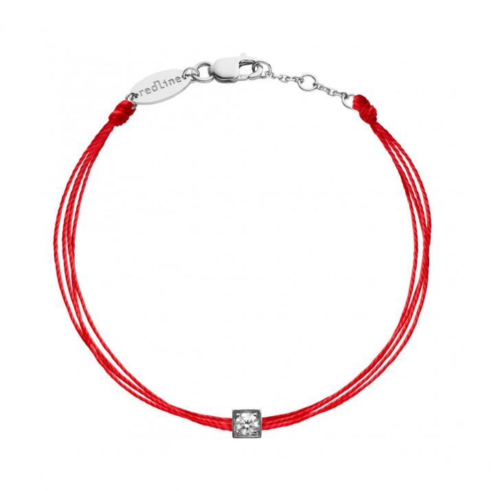 Multi string bracelet with 0.1ct diamond in white gold square bezel setting - Redline - 0++