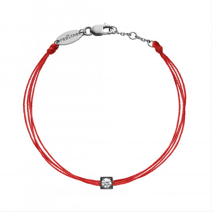 Multistring Bracelet For Men with 0.10ct Round Diamond in Black Gold Square Setting - Redline - 0++
