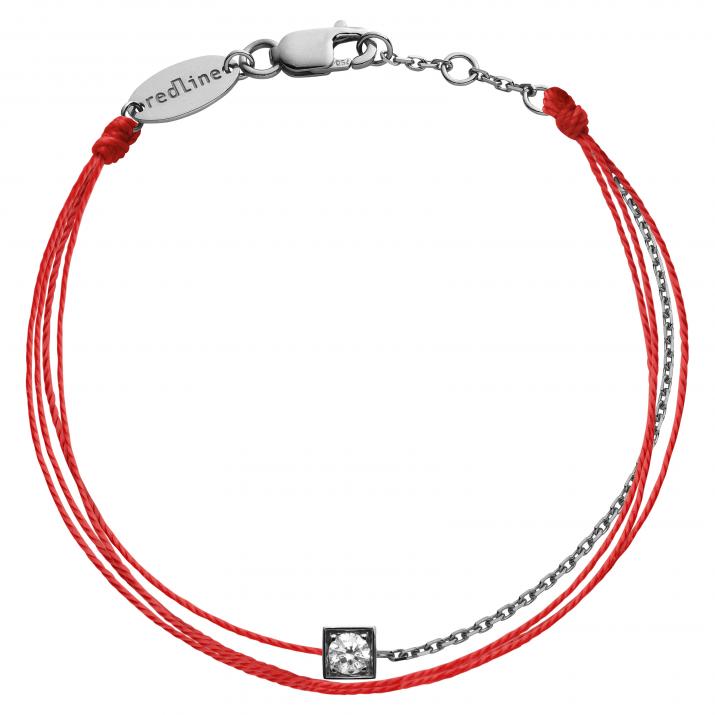 Multistring Bracelet For Women with 0.10ct Round Diamond in Black Gold Square Setting - Redline - 0++