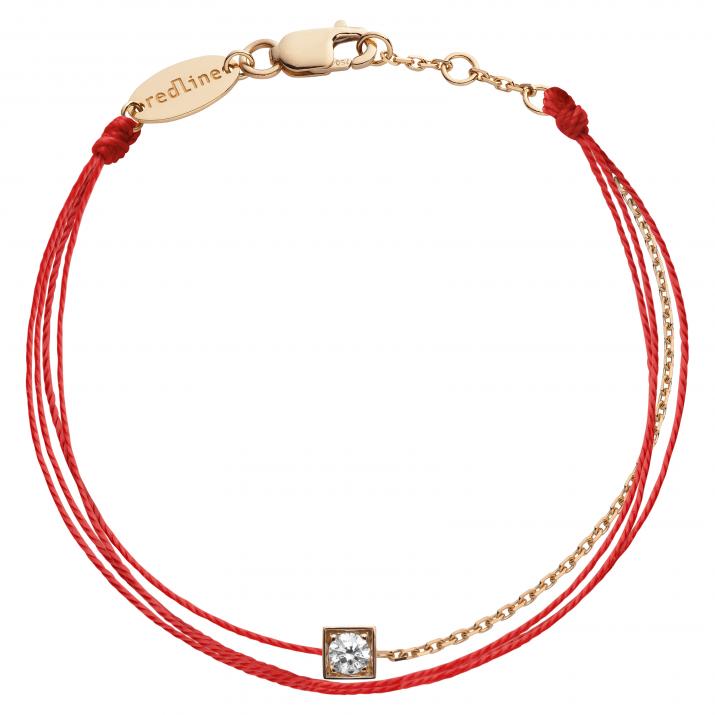 Multistring Bracelet For Women with 0.10ct Round Diamond in Rose Gold Square Setting - Redline - 0++