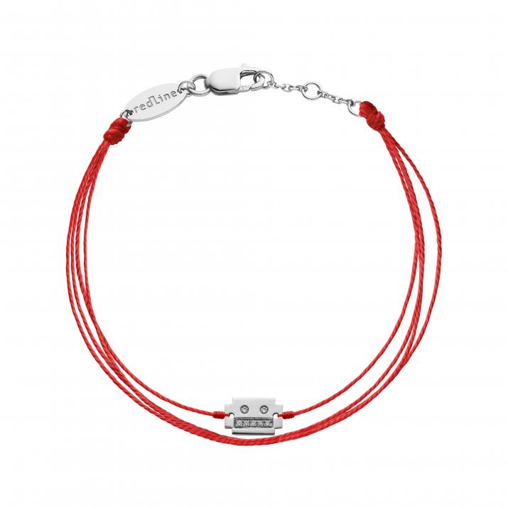 Embroidered string bracelet with diamond on a robot in white gold - Redline - 0++