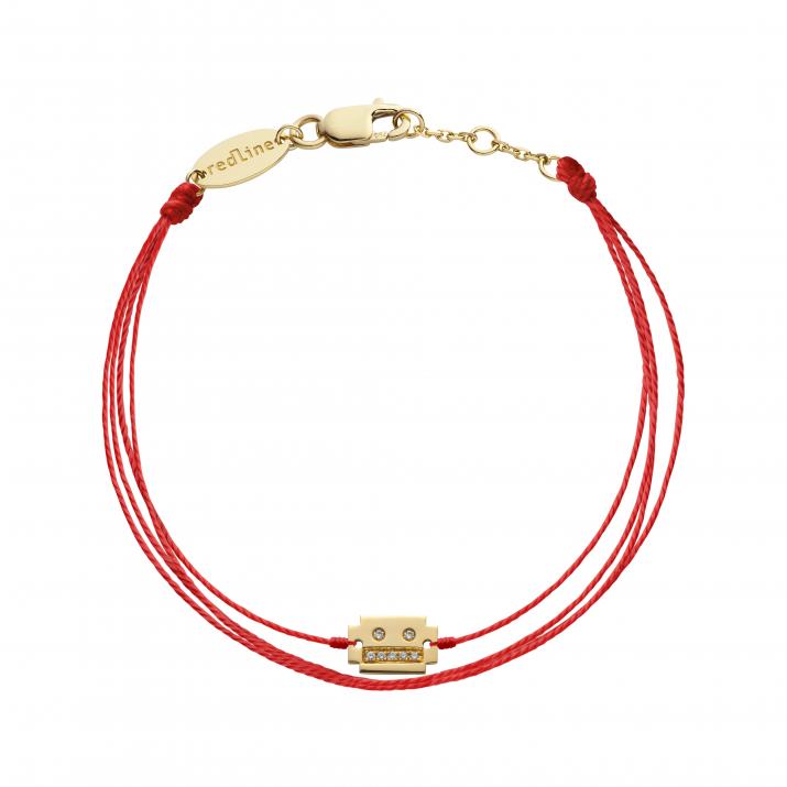 Embroidered string bracelet with diamond on a robot in yellow gold - Redline - 0++
