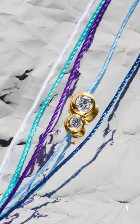 Multi string bracelet with 0.15ct diamond in yellow gold bezel setting - Redline - 0++
