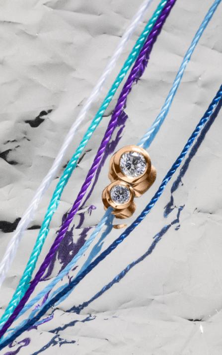 Multi string bracelet with 0.15ct diamond in rose gold bezel setting - Redline - 0++