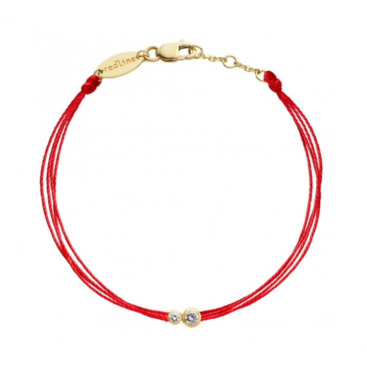 Multi string bracelet with 0.15ct diamond in yellow gold bezel setting - Redline - 0++