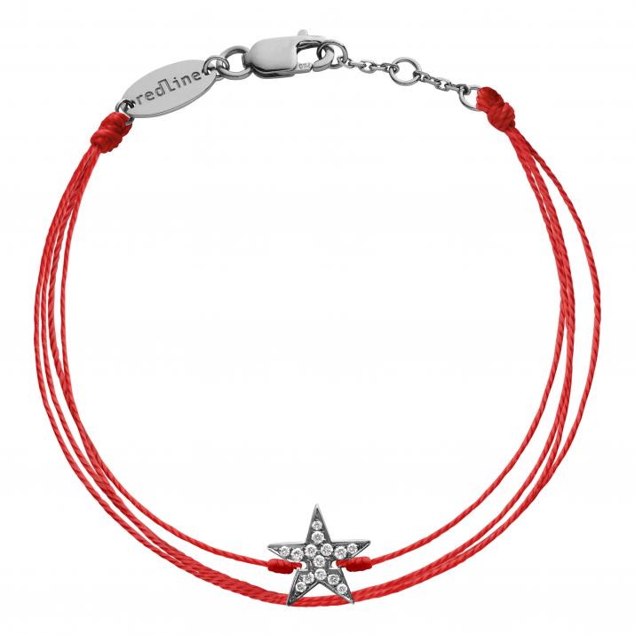 Multi string bracelet with diamond-paved star in black gold - Redline - 0++