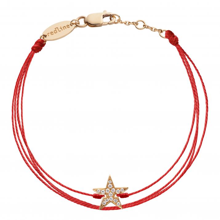 Multi string bracelet with diamond-paved star in rose gold - Redline - 0++