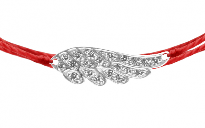 Multistring Bracelet For Women with 0.10ct Round Diamond Wing in White Gold Pavé Setting - Redline - 0++