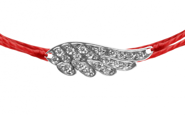 Multistring Bracelet For Women with 0.10ct Round Diamond Wing in Black Gold Pavé Setting - Redline - 0++