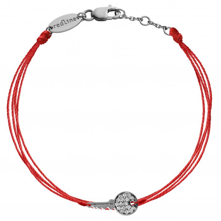 Multi string bracelet with diamond-paved key in black gold - Redline