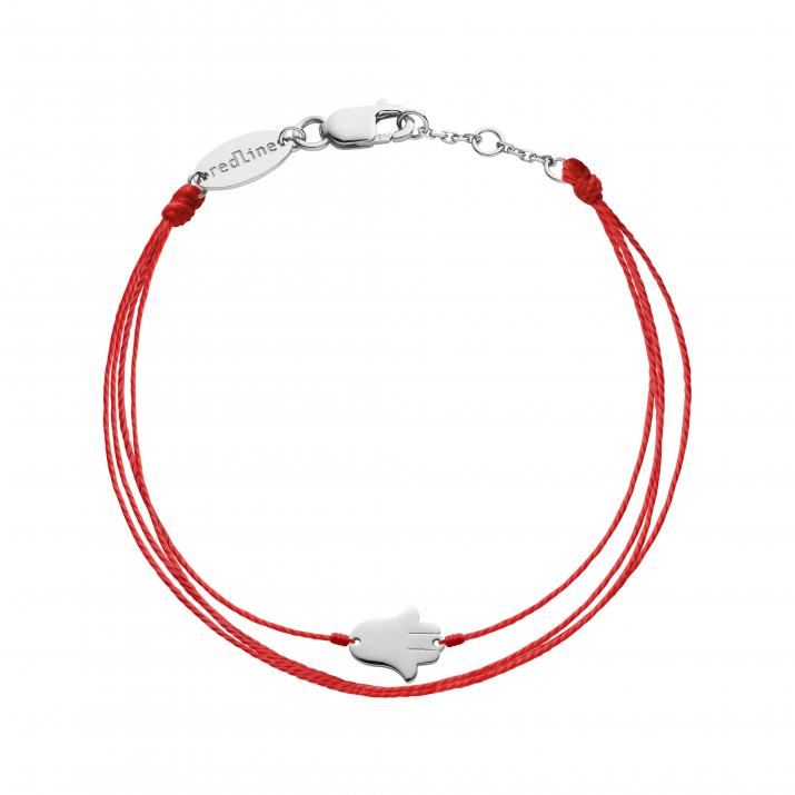 Multi string bracelet with hand of Fatima in white gold - Redline