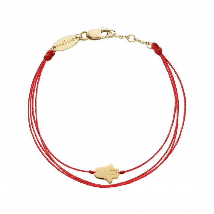 Multi string bracelet with hand of Fatima in yellow gold - Redline