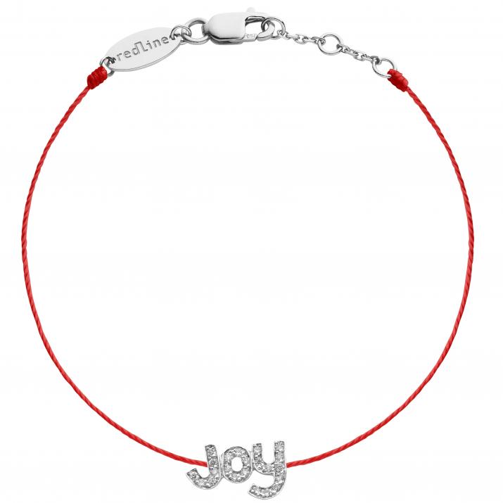 String bracelet with diamond-paved JOY in white gold - Redline