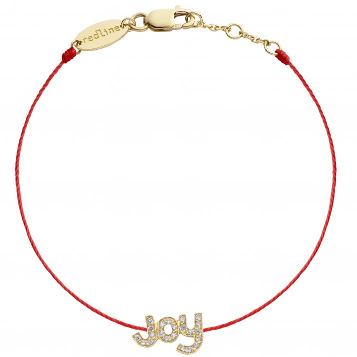String bracelet with diamond-paved JOY in yellow gold - Redline
