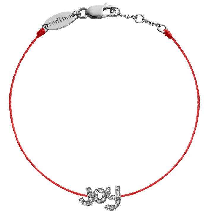 String bracelet with diamond-paved JOY in black gold - Redline
