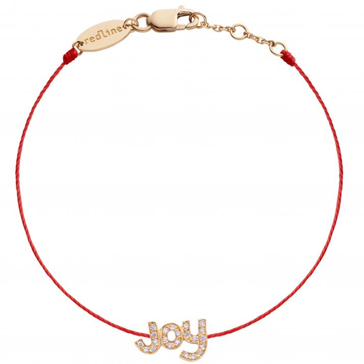 String bracelet with diamond-paved JOY in rose gold - Redline