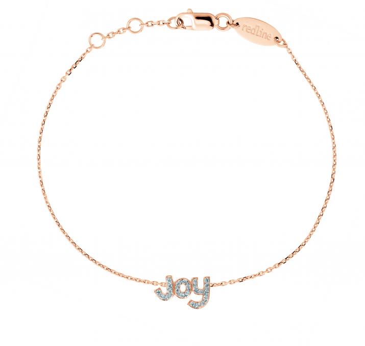 Rose gold chain bracelet with diamond-paved JOY - Redline - 0++