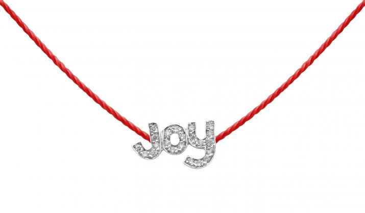 String necklace with diamond-paved JOY in white gold - Redline
