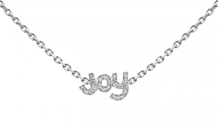 White gold chain necklace with diamond-paved JOY - Redline