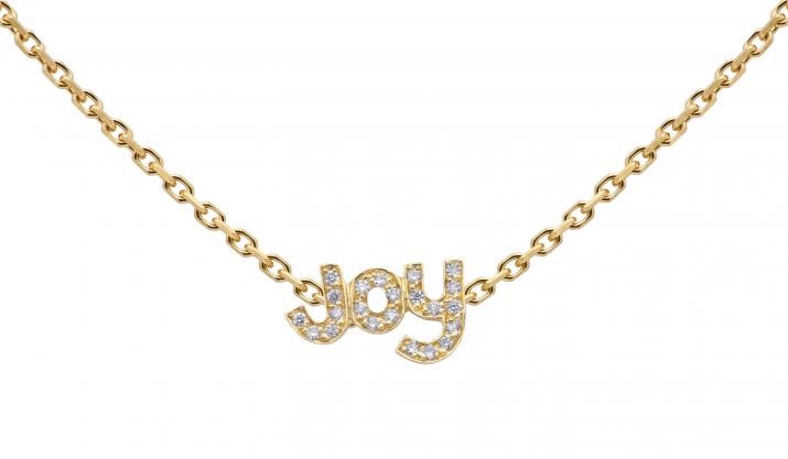 Yellow gold chain necklace with diamond-paved JOY - Redline