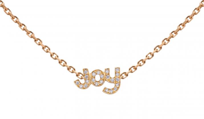 Rose gold chain necklace with diamond-paved JOY - Redline