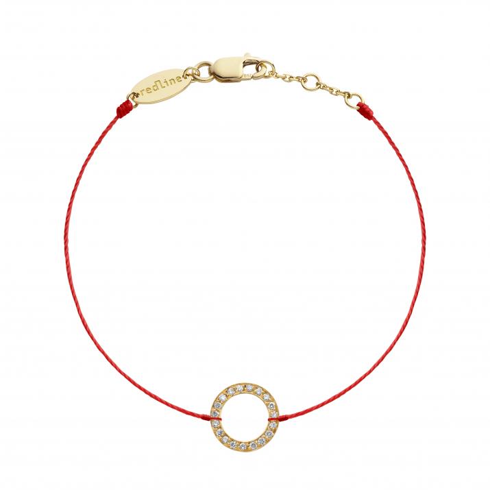 String Bracelet For Women with 0.10ct Round Diamond in Yellow Gold Bezel Setting - Redline - 0++