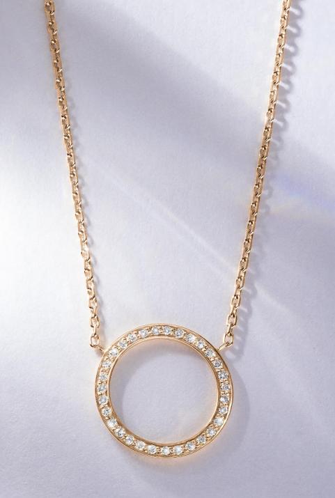 Chain Necklace For Women with 0.16ct Round Diamond in Rose Gold Pavé Setting - Redline - 0++