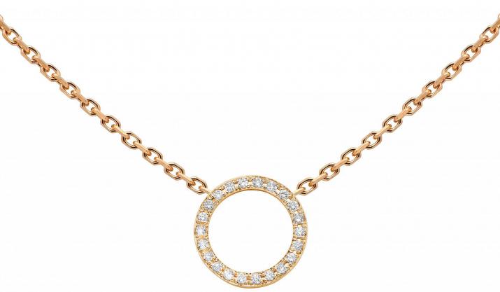 Chain Necklace For Women with 0.16ct Round Diamond in Rose Gold Pavé Setting - Redline - 0++