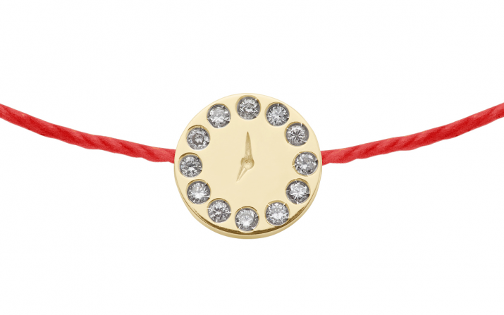 String bracelet with diamond-paved clock in yellow gold - Redline - 0++