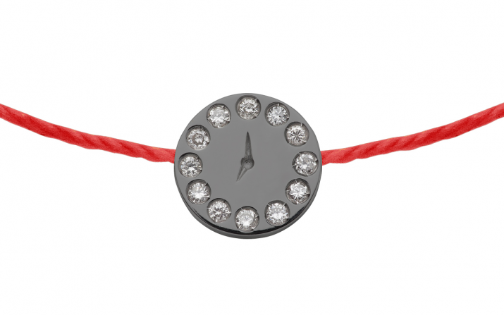 String bracelet with diamond-paved clock in black gold - Redline - 0++