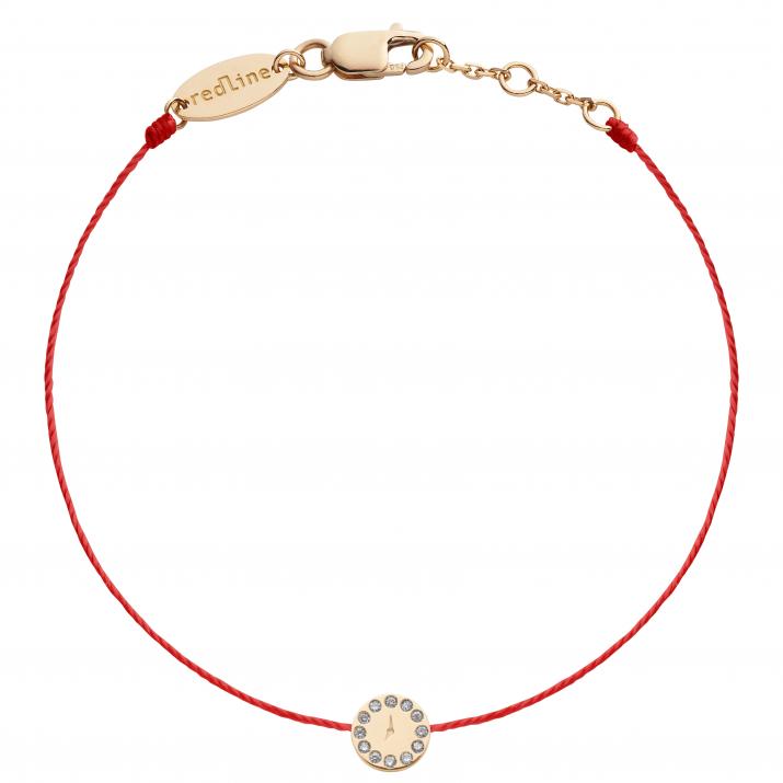 String bracelet with diamond-paved clock in rose gold - Redline - 0++