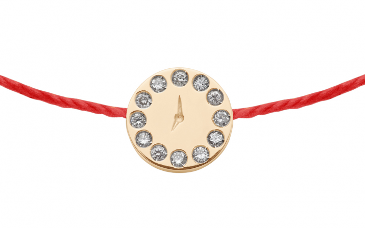 String bracelet with diamond-paved clock in rose gold - Redline - 0++