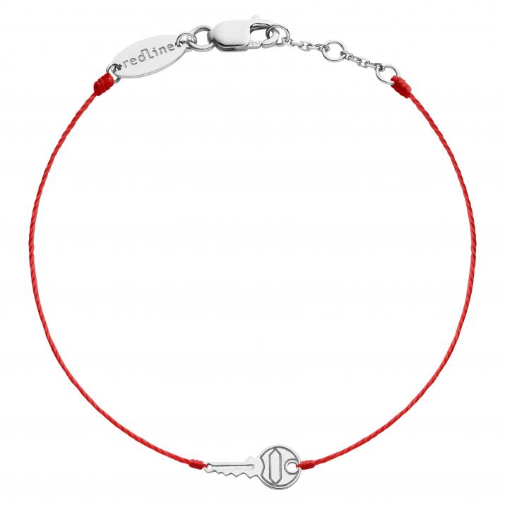 String bracelet with key in white gold - Redline