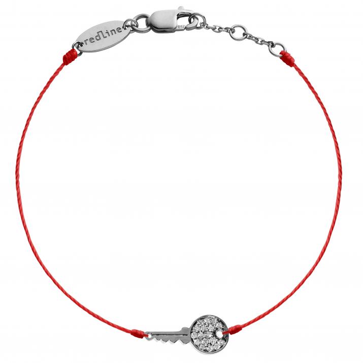 String bracelet with diamond-paved key in black gold - Redline - 0++